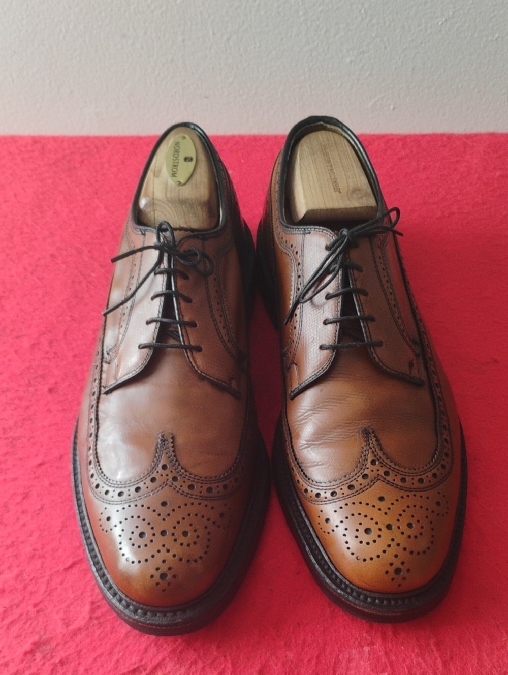Men's Tan Leather Brogue Oxford Dress Shoes